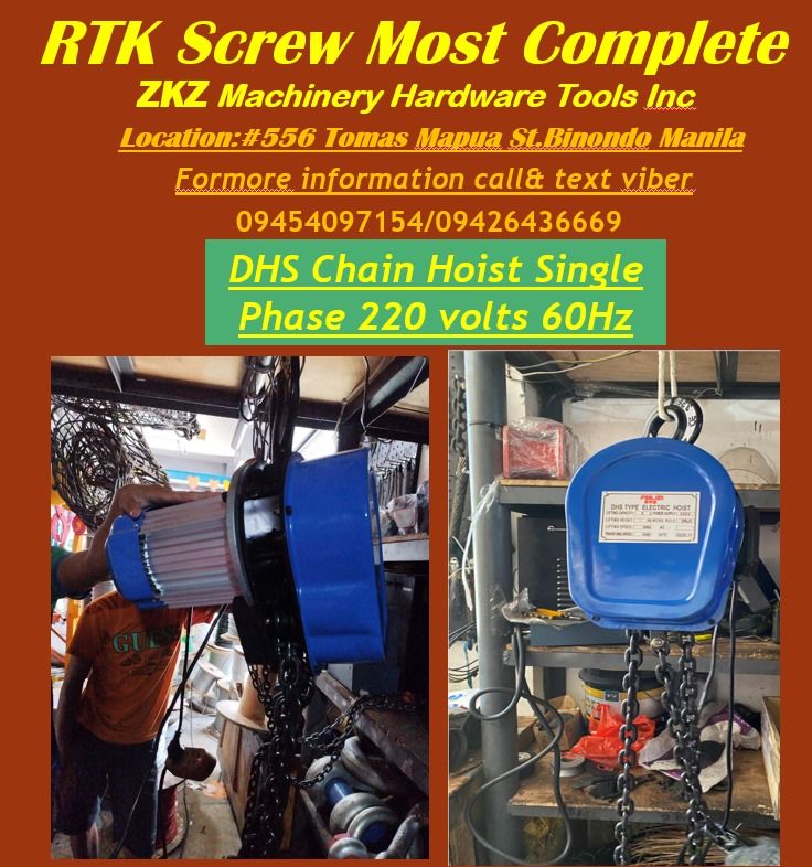 DHS Chain Hoist Single Phase 220 volts 60Hz, Commercial & Industrial ...