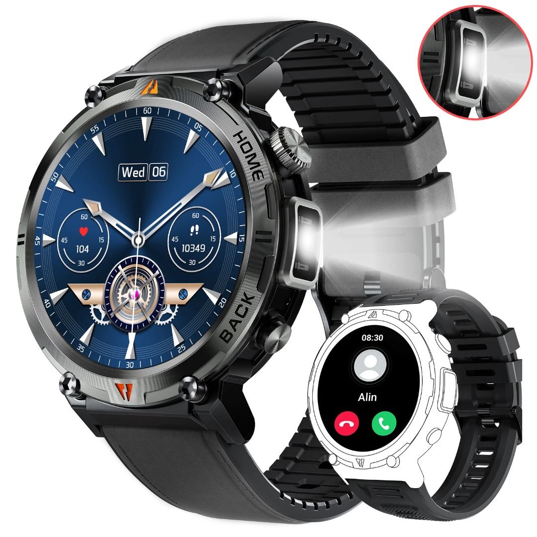 EIGIIS Smartwatch KE3: Smartwatch with LED Flashlight 