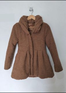 GORGE Brown Fuzzy Mid Length Puffer Coat from Japan