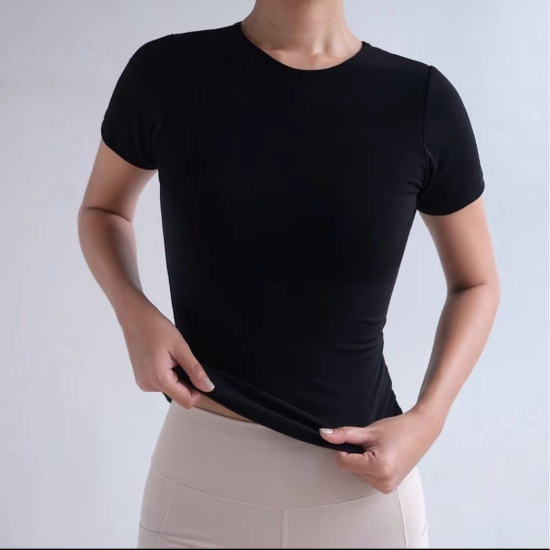 Plus size high compression polyester spandex t-shirt, Women's Fashion, Tops,  Shirts on Carousell