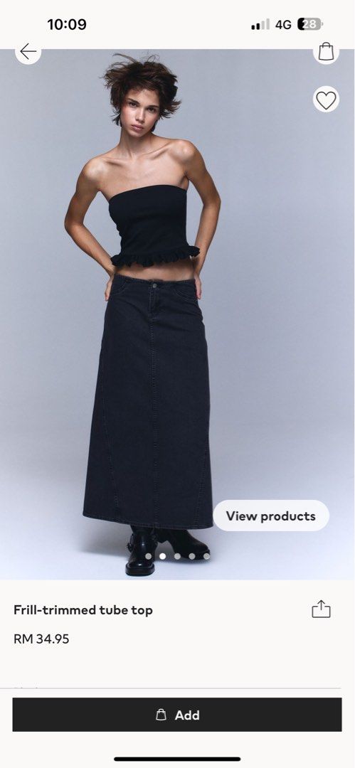 H M BLACK FRILL TUBE TOP Women s Fashion Tops Other Tops on Carousell