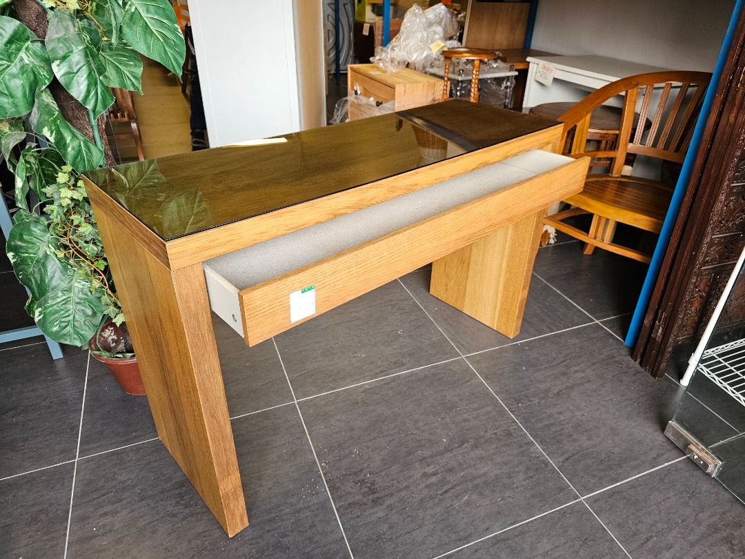 IKEA MALM Dressing table white stained oak veneer Meja Solek IKEA MALM Terlapisi Oak Veneer Putih 120x41 cm