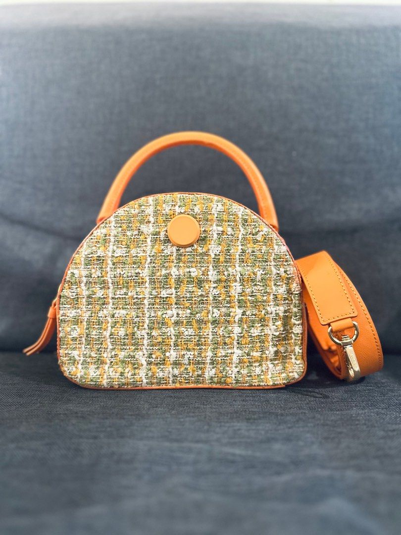 Sandara Park Koimooi nature structured tweed mini bag (Category: Luxury Bags & Wallets) located in Manila. Submitted by icollectpo (Listing ID 1289242780, Image 1). Description: Note: At its lowest price so no longer negotiable 😊 Endorsed by Sandara Park and other K-pop superstars, this lucky bag inspired by Koi Fishes is a mood booster! Please manage your expectations on pre-owned items. This bag’s never been used but is imperfect as it has a f