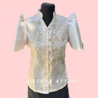 Lady Barong Chinese Collar with Filipiniana Sleeve and Embroidered