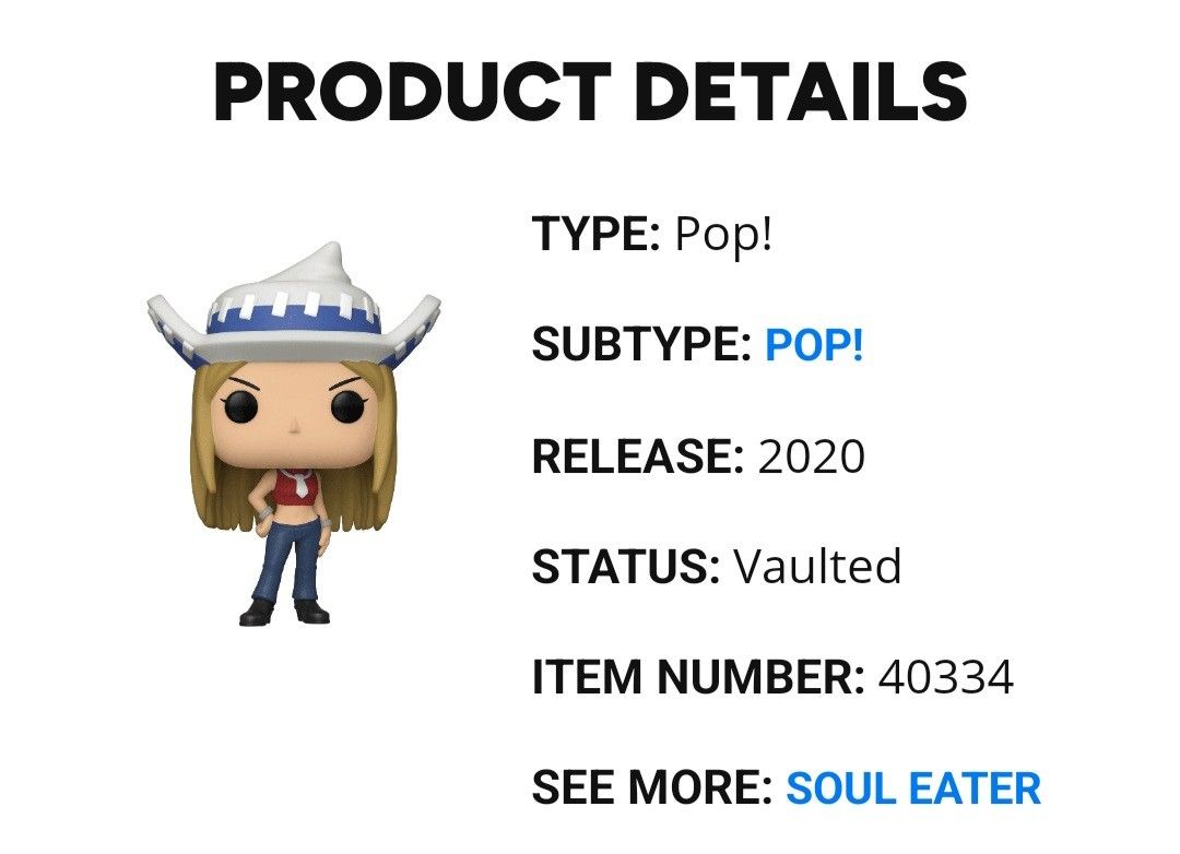 Liz - Vaulted - (Soul Eater) (Category: Designer & Blind Box Toys) located in Pasig City. Submitted by toy_picker (Listing ID 1289383710, Image 2). Description: Funko pop With free protective case Open for meet up: 📍 Pasig - De Castro or Lifehomes. 📍 Cainta - Sta Lucia Mall. 📍 Antipolo - Simbahan or Robinson Place. MOP: MAYA, BPI For shipping shoulder by buyer.