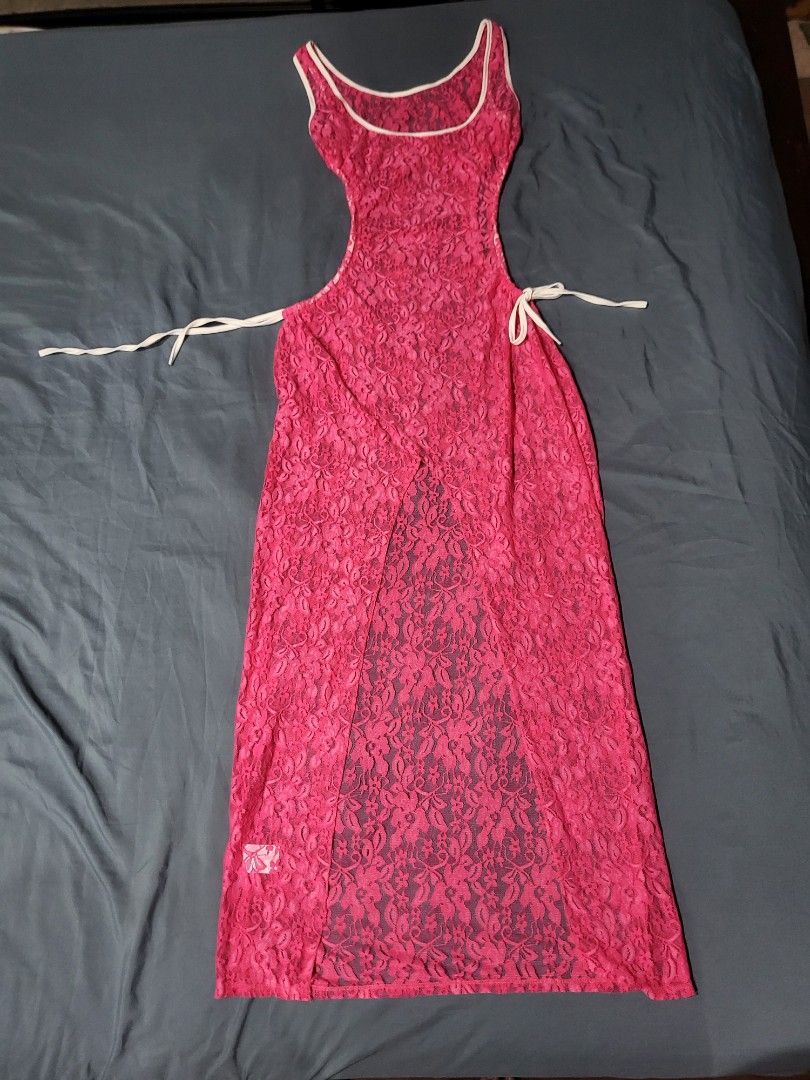Maxi See through Dress Side Ruch, Women's Fashion, Dresses & Sets, Dresses  on Carousell