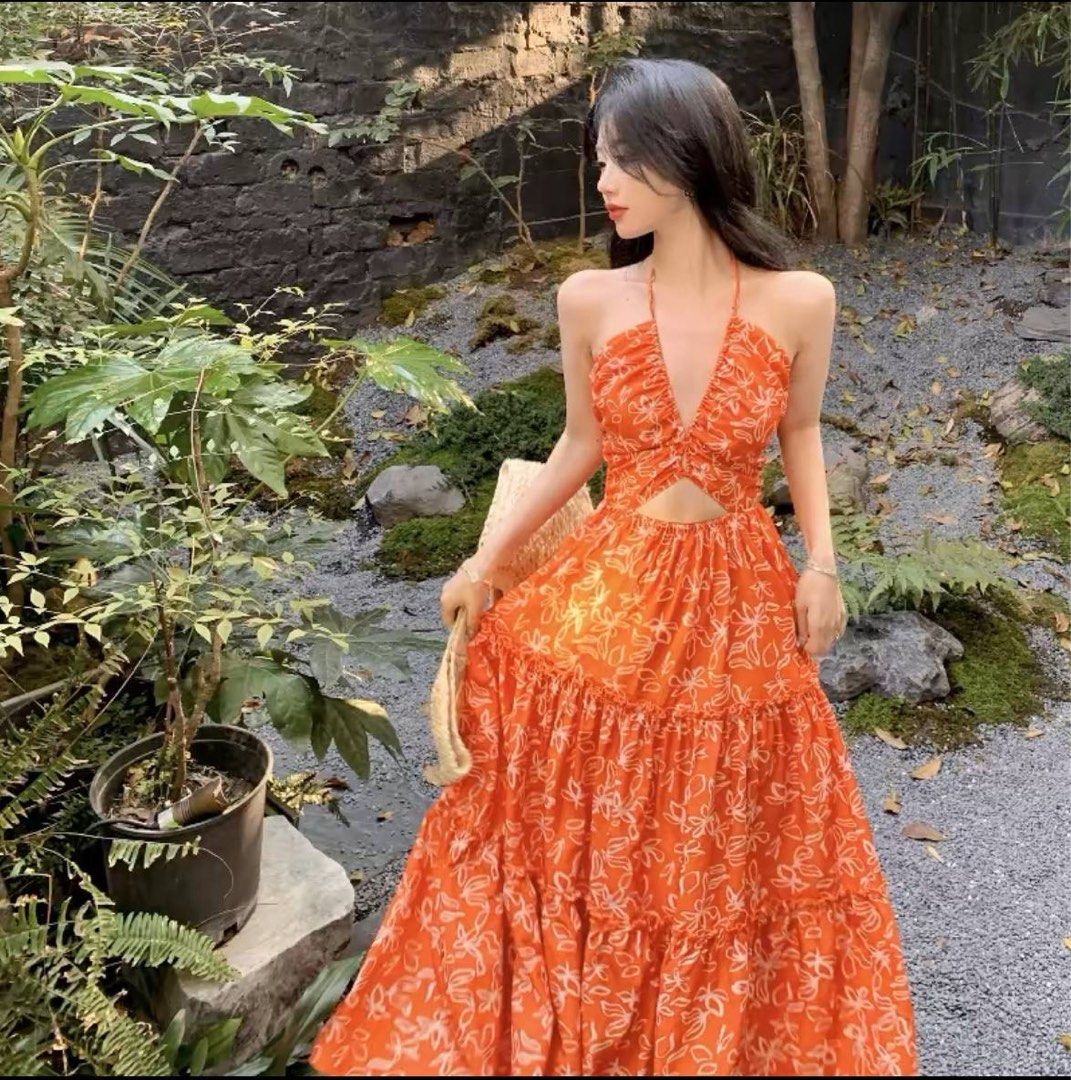 Orange classy dress deals