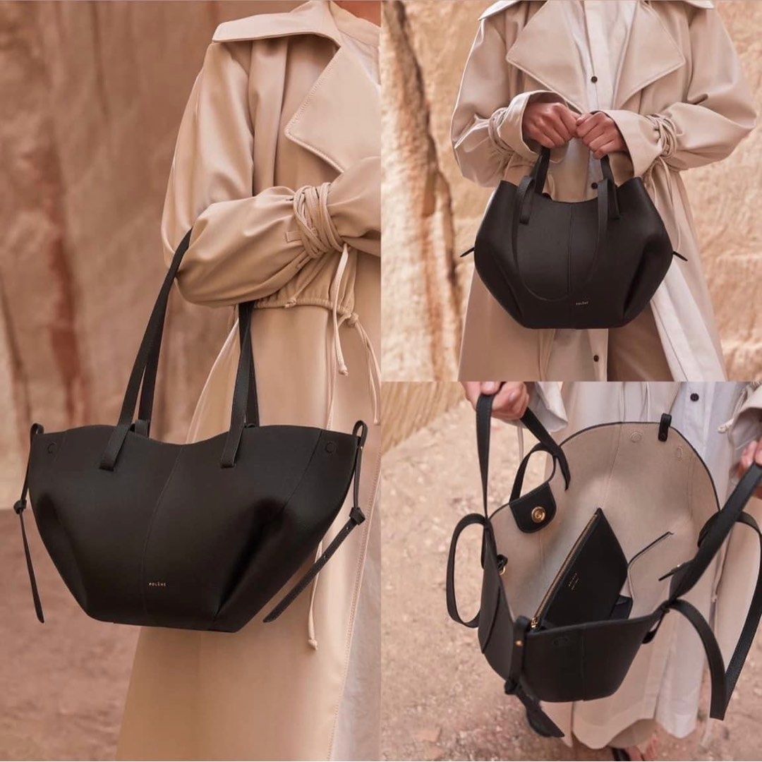 💯ORIGINAL POLENE CYME MINI TEXTURED BLACK (Category: Luxury Bags & Wallets) located in Quezon City. Submitted by ashongsstore (Listing ID 1289349826, Image 1). Description: 🇵🇭AVAILABLE🇵🇭 Cyme Mini in Textured Black This sculptured compact tote bag featuring waves, folds, and curves can be used in two ways. Basket-style, with its sides open and straps on the outside, or As a flower-like closed bag, with its sides tucked in and its straps cros