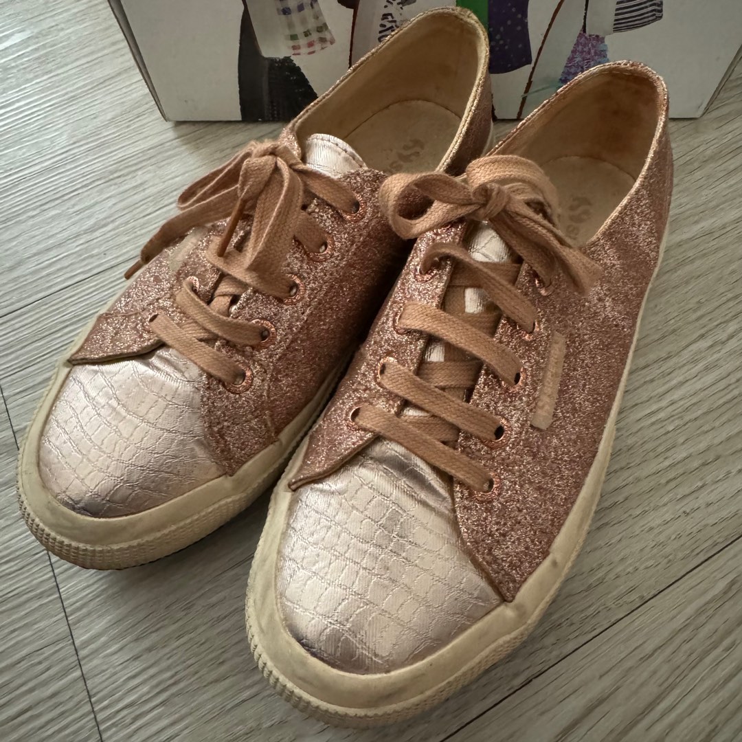 Superga gold glitter shoes sale