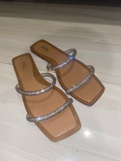 ORIGINAL ZARA flat sandals with rhinestones