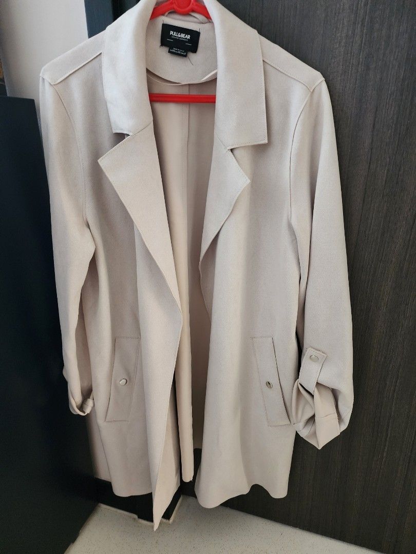Pull and Bear off white suede coat