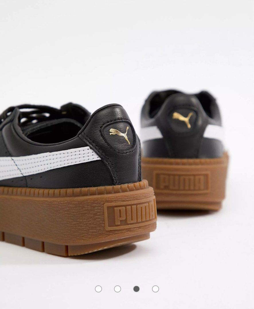 Puma platform trace trainers in white black with gum sole hot sale