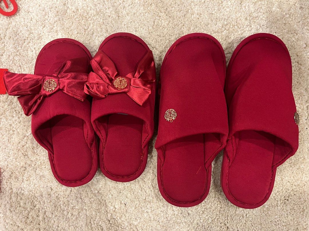 Red Wedding Slippers Women s Fashion Footwear Flipflops and