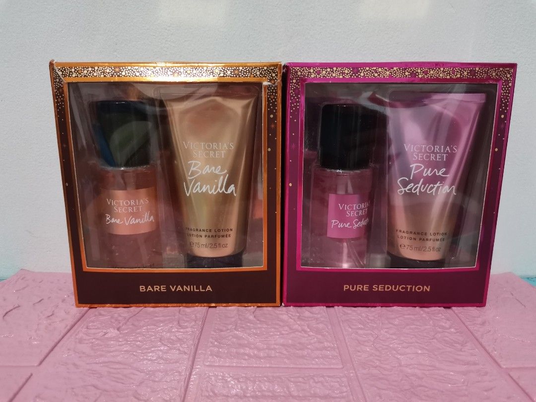 SALE! Victoria's Secret 2in1 (Category: Fragrance & Deodorants) located in Manila. Submitted by EROneStopShop (Listing ID 1167119684, Image 1). Description: ☑️ ORIGINAL Victoria's Secret BARE VANILLA, PURE SEDUCTION @ 600.