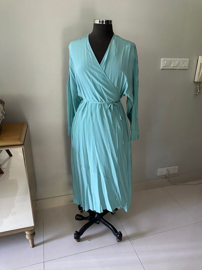 green maxi slip dress Iberis Dress - Yellow Silk Stand Collar Long