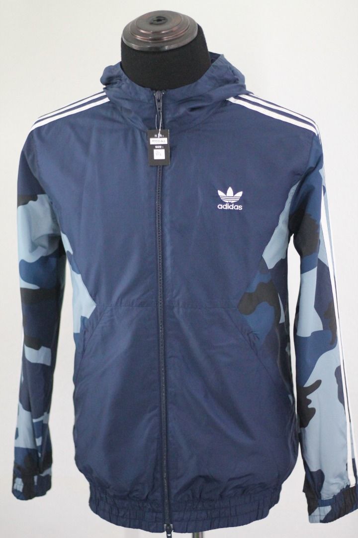 Mens adidas originals camo reversible trefoil windbreaker jacket hooded coat online