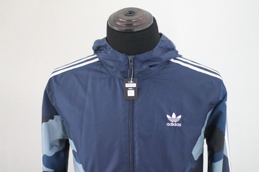 Mens adidas originals camo reversible trefoil windbreaker jacket hooded coat new arrivals