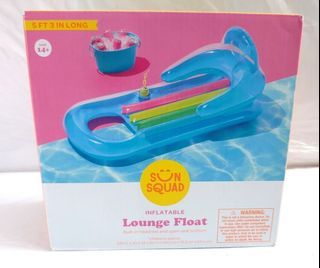 Sun Squad Inflatable Lounge Pool Float with Cup Holder NewUSA