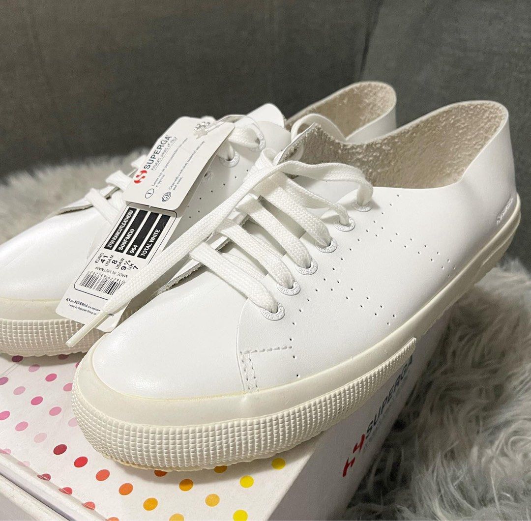 Superga Raw Cut Leather Women s Fashion Footwear Sneakers on