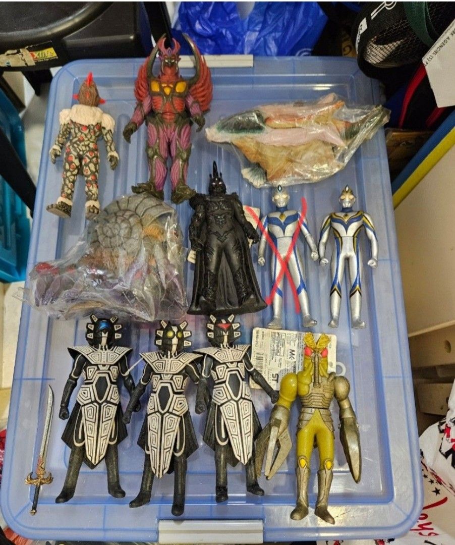 Toys clearance 2 ultraman and kaiju (Category: Toy Figures) located in Singapore. Submitted by master_teng (Listing ID 1284065748, Image 1). Description: glitter tiga,final odyssey boss monster, vintage ultra7 and vintage ultraman jack and evil ultraman dyna at $20 each. originally bought at $70. the rest selling at $10 each #Everything must go Spring cleaning, toy colle tonight clearance sale. everything must go by this weekend. pm me now. posta