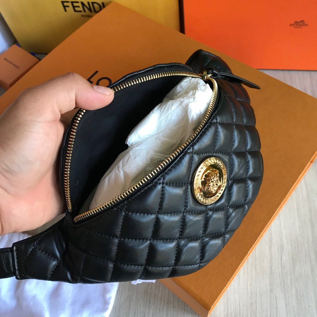 Versace quilted leather belt bag discount