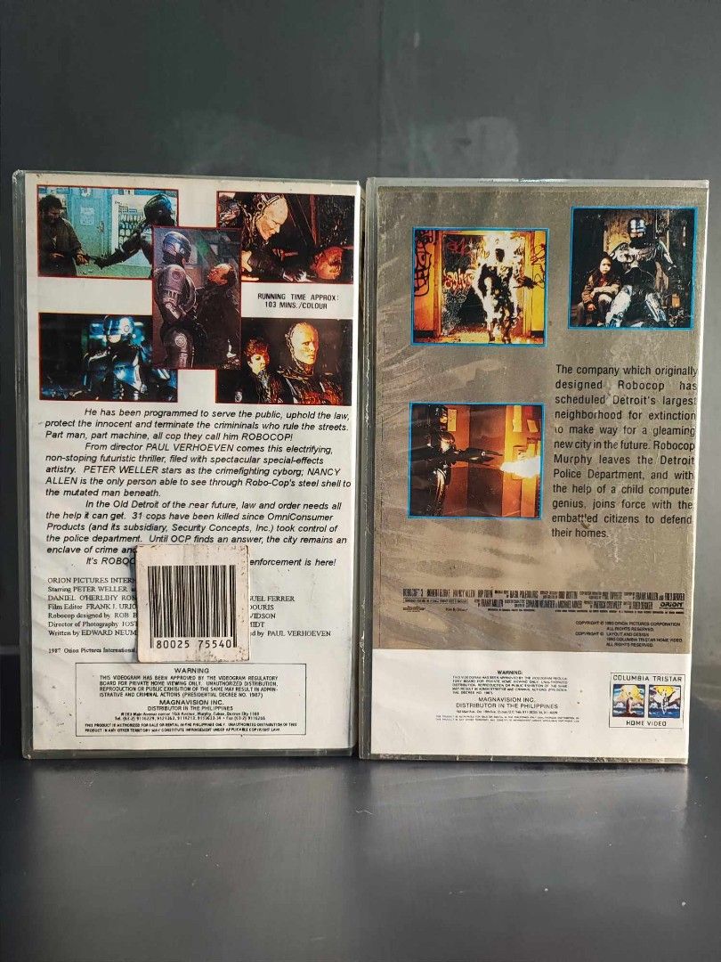VHS Tapes RoboCop 1 , 3 ( Collection) (Category: CDs & DVDs) located in Malolos. Submitted by ricojoie_collection (Listing ID 1289328151, Image 2). Description: VHS Tapes Welcome to my shop! Our products are part of our collection . You can chat with us if you have any questions. Happy shopping.
