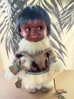 Vintage Eskimo Doll REGAL INUIT-Real Leather & Fur, in good condition