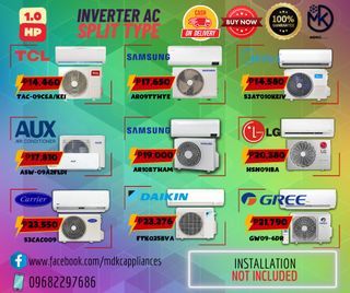 TCL Midea Samsung LG Daikin AUX Carrier Gree Condura Kolin Panasonic Koppel SPLIT TYPE AIRCON INVERTER 1.0 HP 1.5 HP 2.0 HP 2.5 HP 3.0 HP 4.0 HP SALE!!!