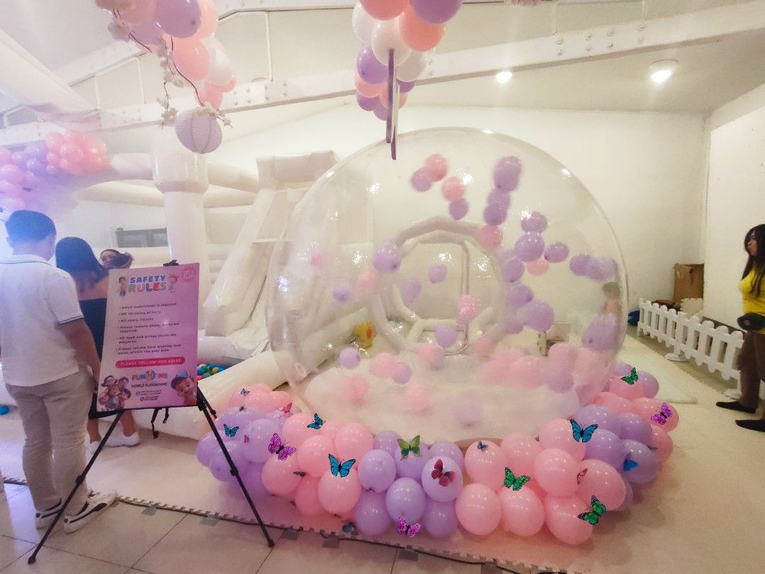 White Inflatable And balloon dome Mobile Playground (Category: Infant Playtime) located in Manila. Submitted by prettyme101395 (Listing ID 1289320632, Image 3). Description: Affordable inflatables, Mobile playground For hire 🤸 We Customize packages per Client's budget and needs ❤️ We have White inflatable castle with Ballpit Balloon dome Seesaw Double Swing Updown Coaster car rail ride Cute Rideon bouncing inflatables Coin operated animal ride *