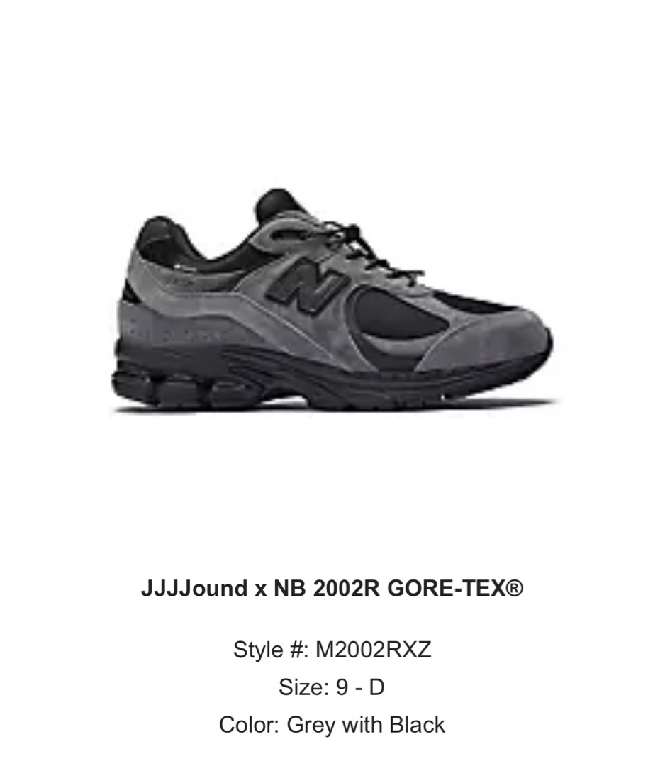 WTS BNDS New Balance 2002r JJJJound Gore-Tex Charcoal (US9), Men's ...