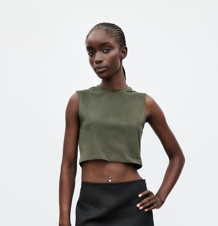Zara Satin Crop Top - Black, Women's Fashion, Tops, Others Tops on Carousell