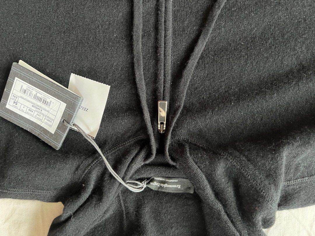 Zegna black pure cashmere hoodie Men s Fashion Tops Sets