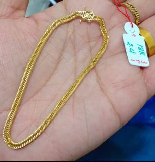 18K Saudi Gold Anklet Triple Lock