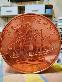1953 Half Penny tin can