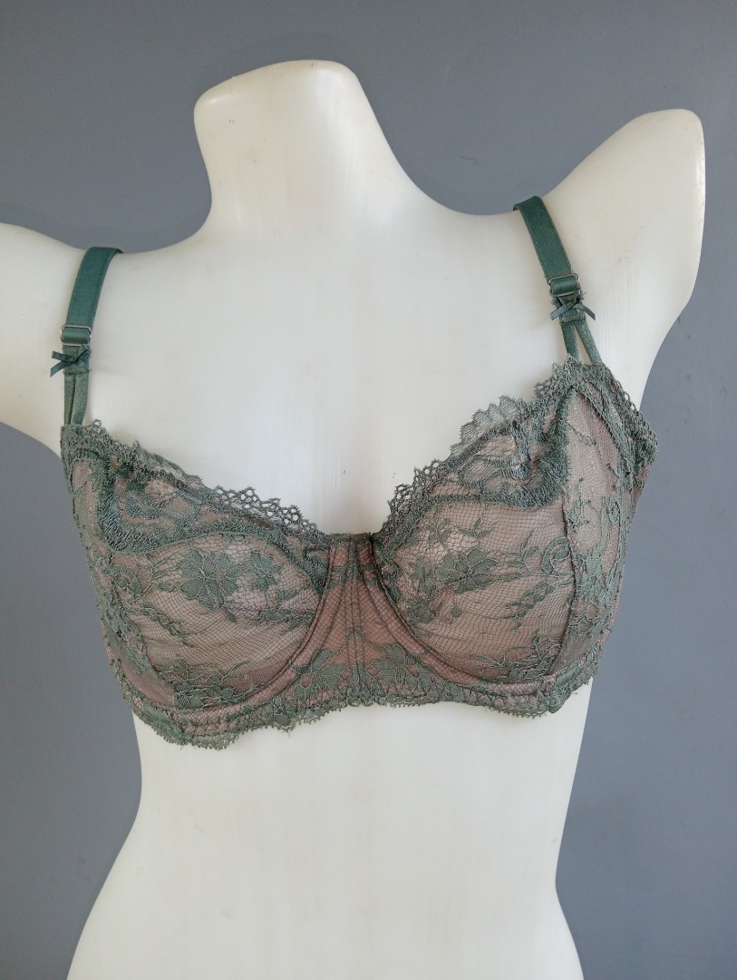 36dd Victoria's secret bra not padded green lace push up, Women's Fashion,  Undergarments & Loungewear on Carousell