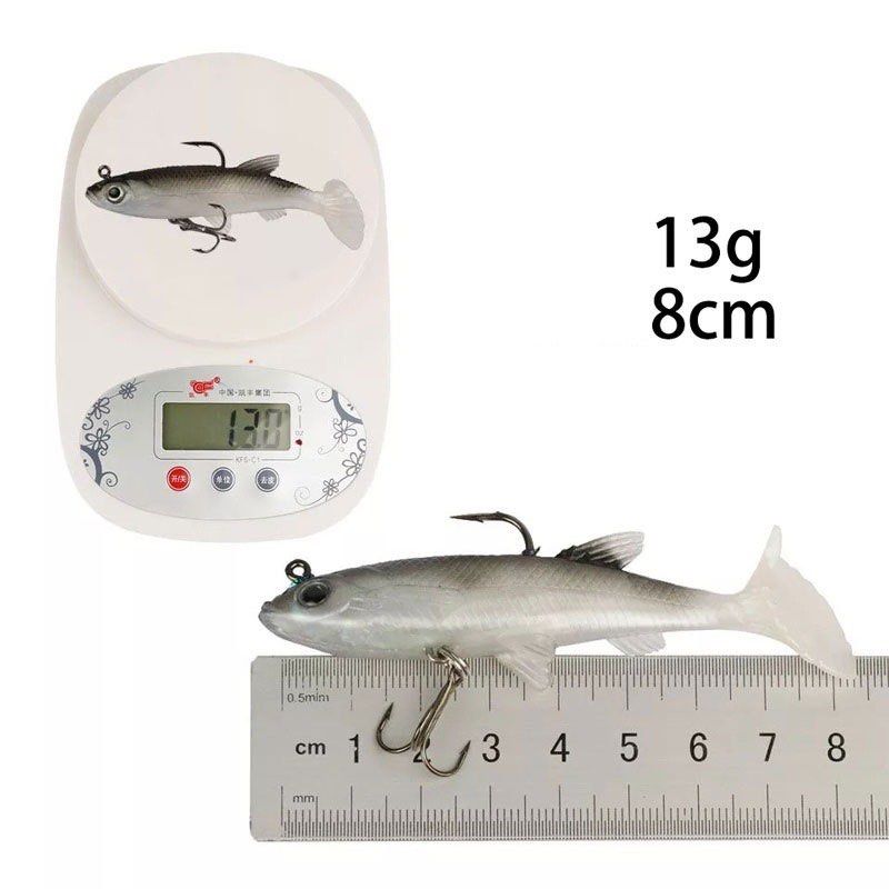 8cm/13g T-Tail Soft Plastic Fishing Lures For Bass 3D Eyes