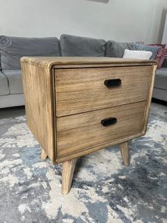 Acacia Timber 2 drawer bedside table