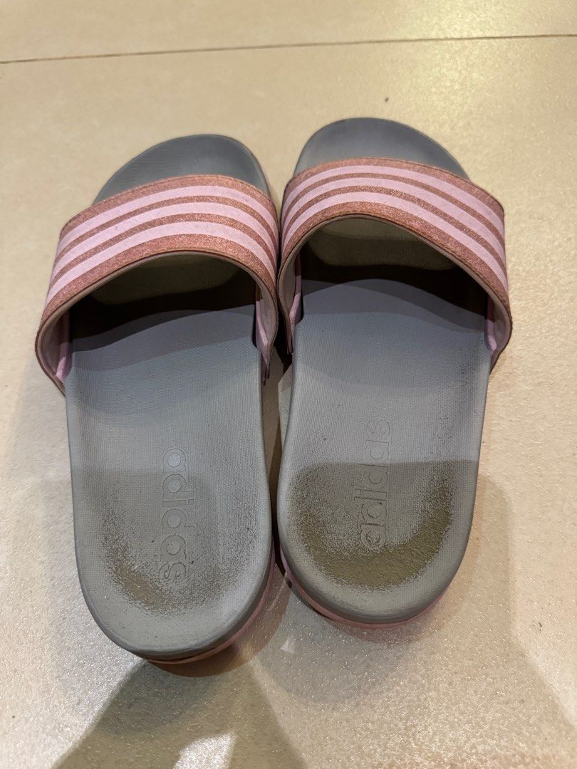 Adidas Pink Glitter Slides Women s Fashion Footwear Flats