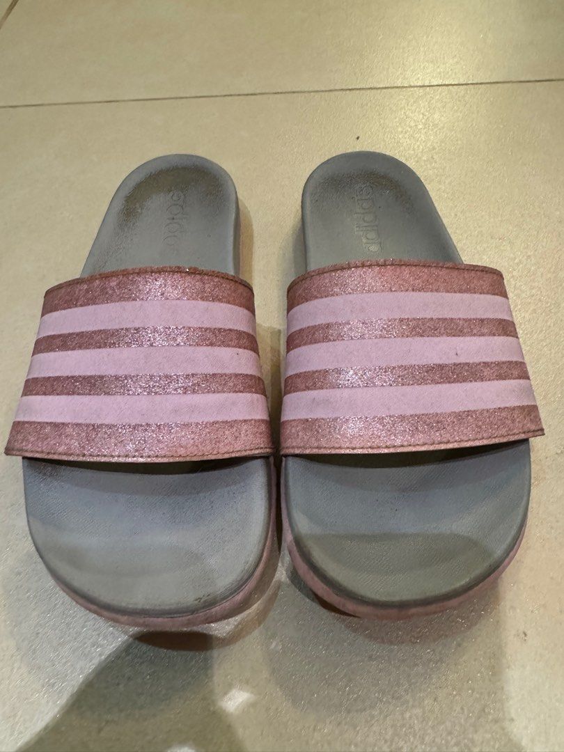 Pink glitter adidas shop slides