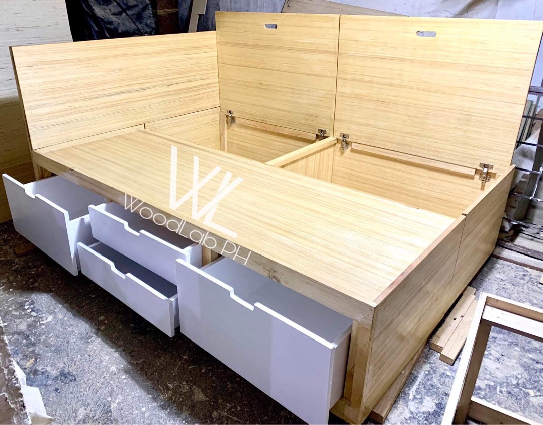 Bedframe with Storage and Drawers, Furniture & Home Living, Furniture ...