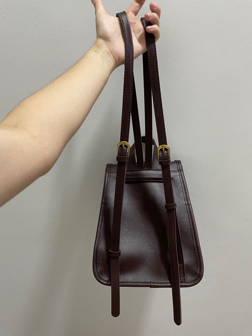 [Brand New] Leather Tactile Feel Small Backpack, Women's Fashion, Bags ...