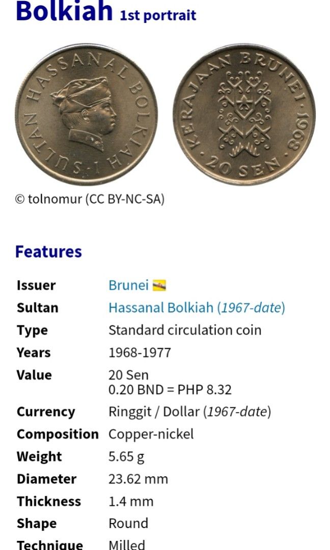 Brunei 20 sen 1974 (Category: Currency) located in Talisay. Submitted by olxph_228238255 (Listing ID 1289462212, Image 3). Description: add sf.