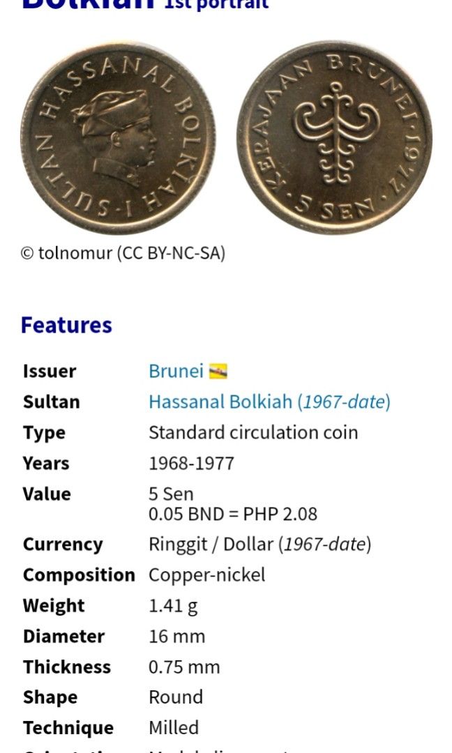 Brunei 5 sen 1976 (Category: Currency) located in Talisay. Submitted by olxph_228238255 (Listing ID 1289462599, Image 3). Description: add sf.