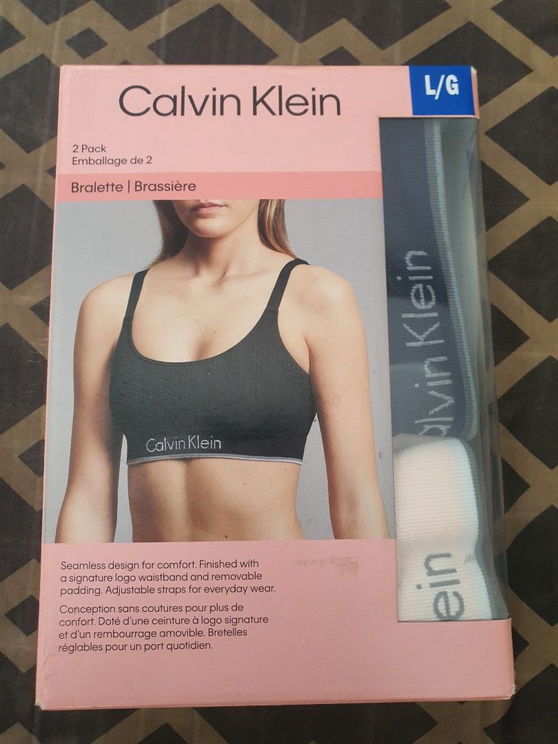 Calvin Klein Womens Adjustable Straps Wirefree Bra 2 Pack,Pink/Grey,Medium