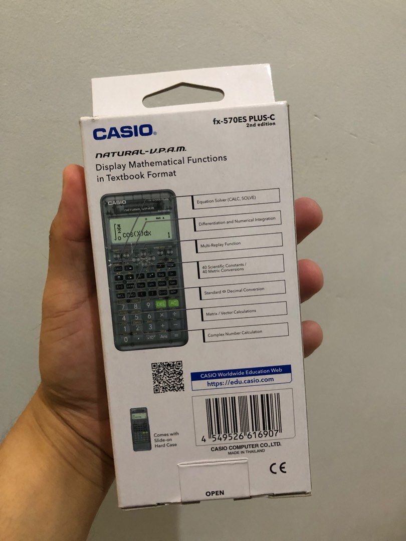 Casio 570es plus 2nd Edition Transparent Version (Category: Office & Business Technology) located in Quezon City. Submitted by steeldesign (Listing ID 1289637253, Image 2). Description: Bought only as my 2nd calculator for board exam this February 2024. Never nagamit. Nilagyan lang ng masking tape as 2nd calculator and was keep at the proctor’s desk. You can scan the QR code for the legitimacy. #MPnasiMPCS.