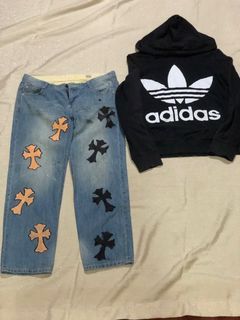 Chrome hearts costumized pants and adidas hoodie for small boyz🔥