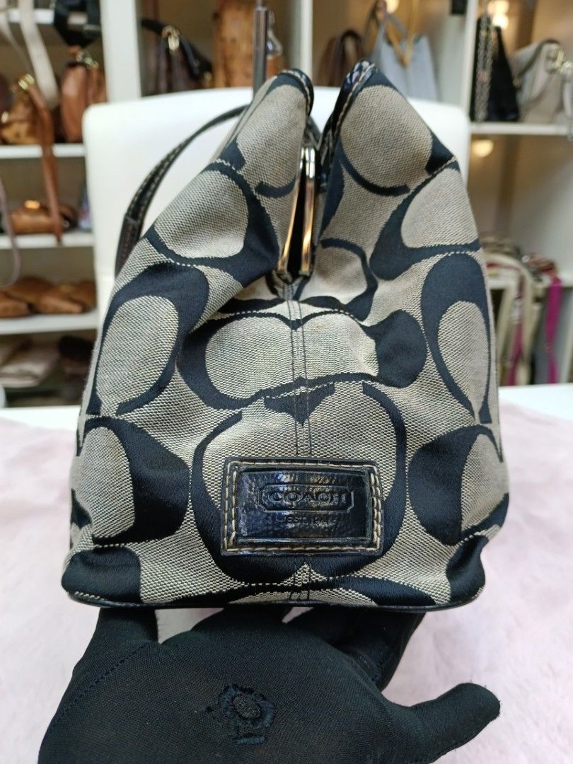 Coach | Bags | Coach Signature Khaki Canvas With Adjustable Strap Purse  Fabric Lining | Poshmark