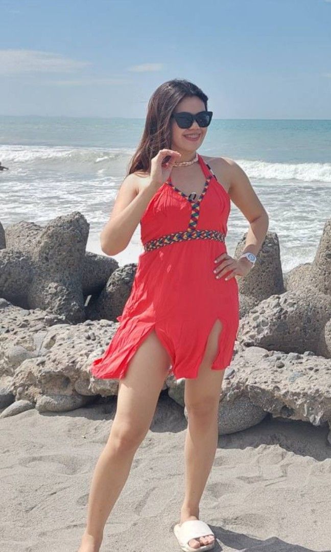 Coco Cabana Red backless halter dress summer cover up for swimsuit Women s Fashion Dresses Sets Dresses on Carousell