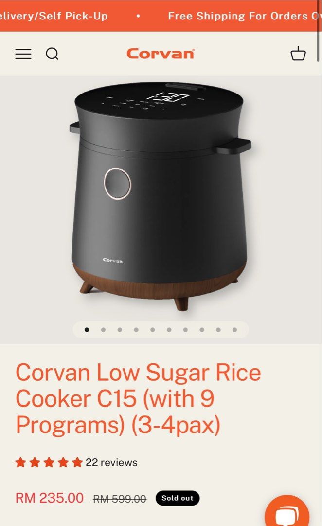 Corvan Low sugar rice cooker, Furniture & Home Living, Kitchenware