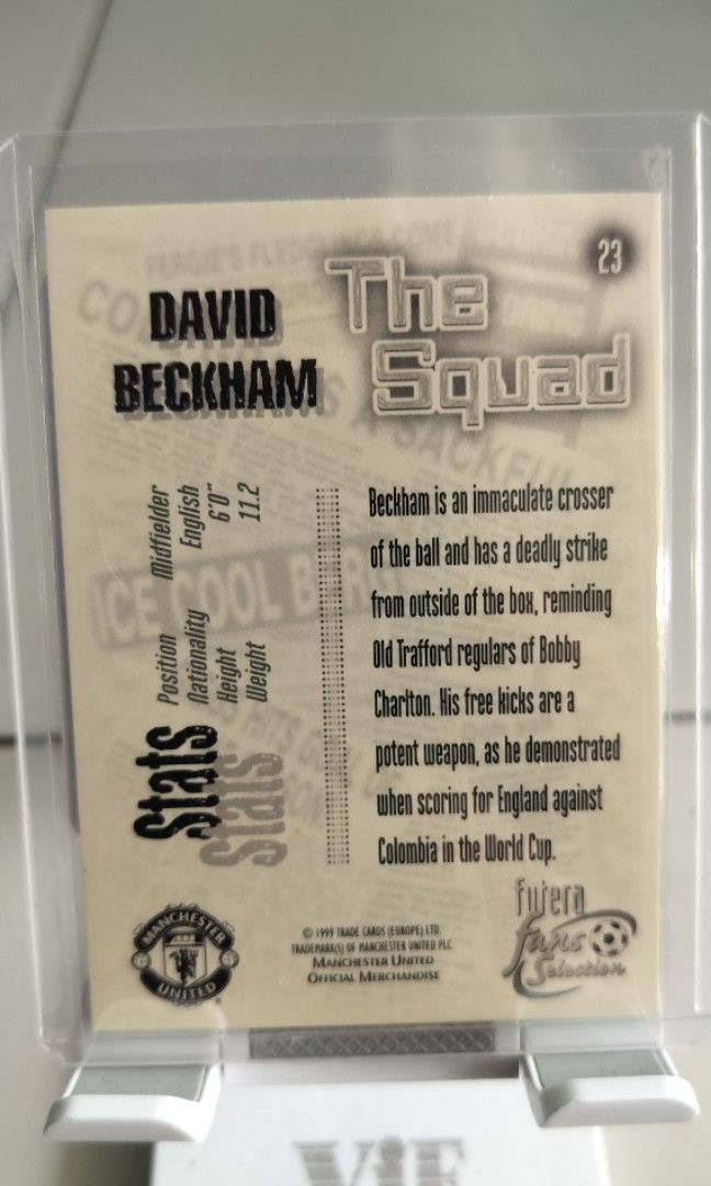 David Beckham The Squad Manchester United Futera 1999 Rare Foil Card